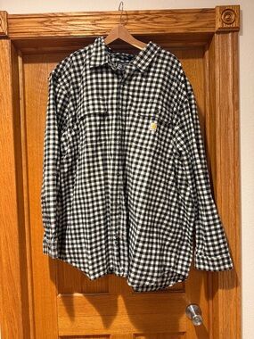 Carhartt Black and White Flannel Button-Down Shirt